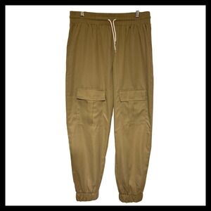 NWOT Mens XL Cargo Jogger Pants Lightweight Casual Khaki Drawstring Trousers